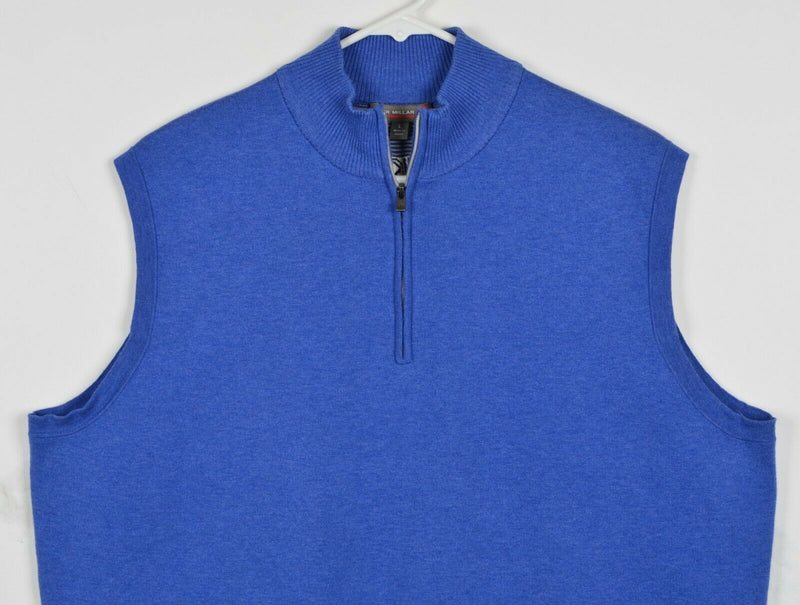 Peter Millar Crown Sport Men’s Large Solid Blue Golf 1/4 Zip Sweater Vest