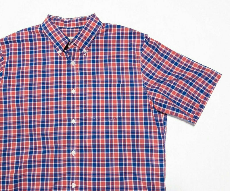 Brooks Brothers Red Fleece Shirt XL Men Check Blue Red Short Sleeve Button-Down