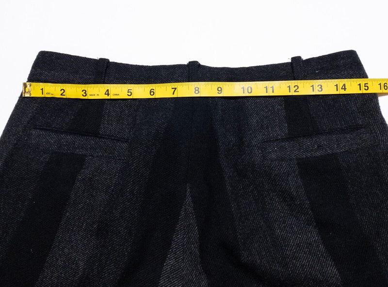 Yves Saint Laurent Wool Pants Mens 31 Vintage 80s Black Gray Striped Dress Pants