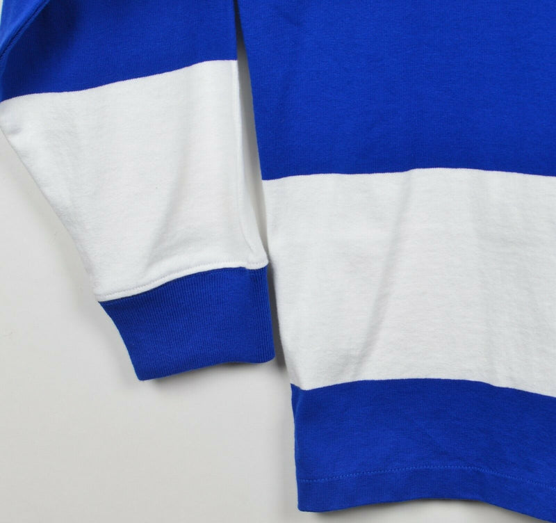 Polo Ralph Lauren Men's 2XB Blue White Chunky Stripe Long Sleeve Rugby Shirt