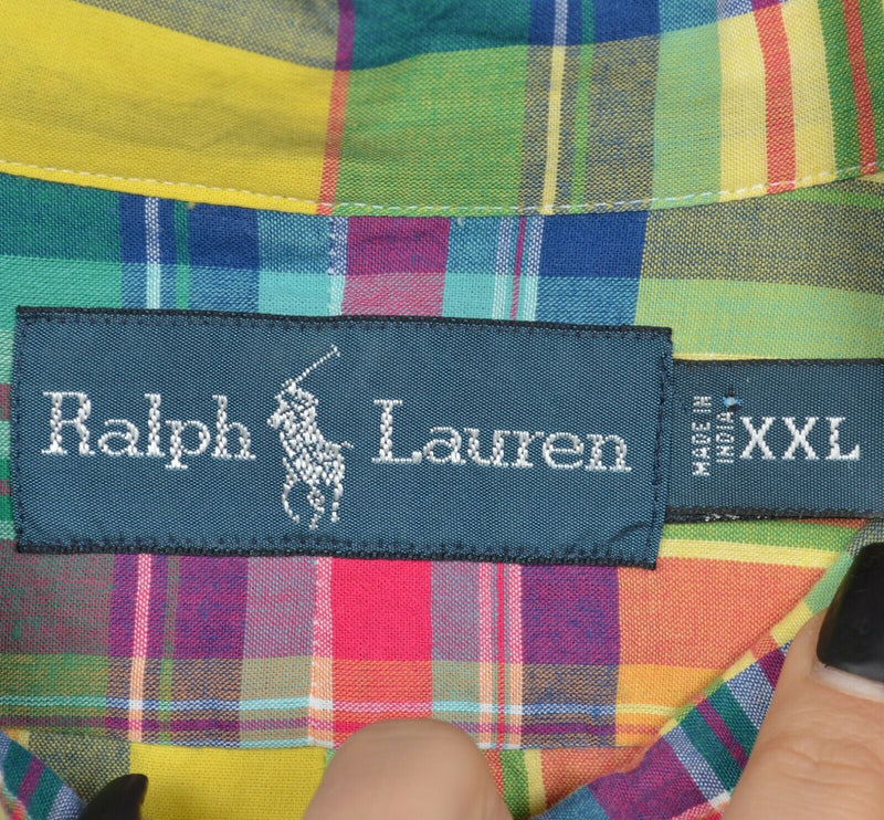 Polo Ralph Lauren Men's 2XL Indian Madras Colorful Pony Button-Down Shirt