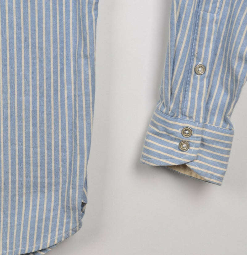 Rag & Bone Men's Sz Medium Tailored Workwear Blue Striped Button-Front Shirt