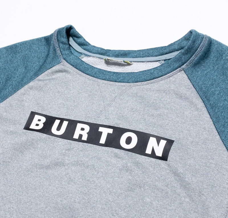 Burton Sweatshirt Men's Medium Pullover Crewneck Teal Gray Snowboard Outdoor