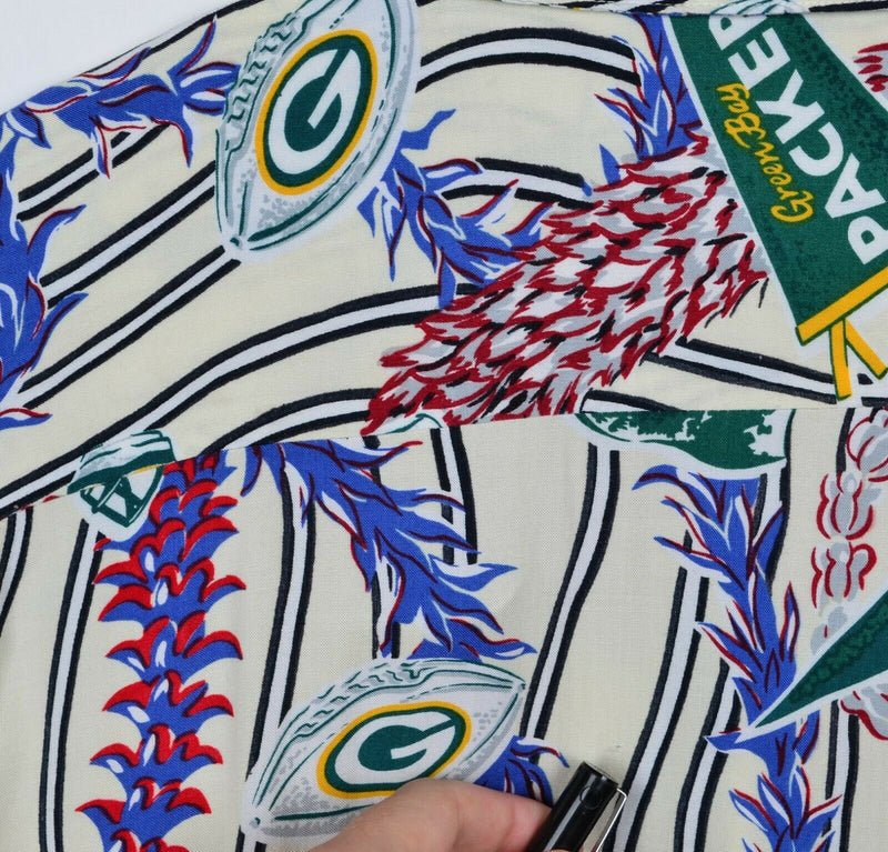 VTG 90s Sun & and Turf Green Bay Packers NFL Hawaiian Shirt 