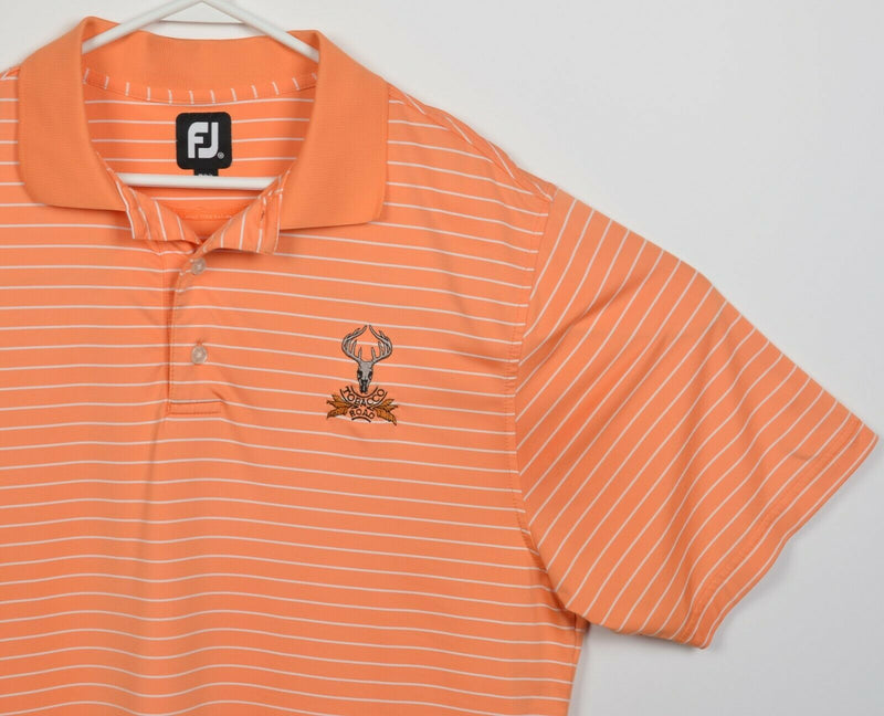 FootJoy Men's Medium Orange Striped FJ Golf Wicking Performance Polo Shirt