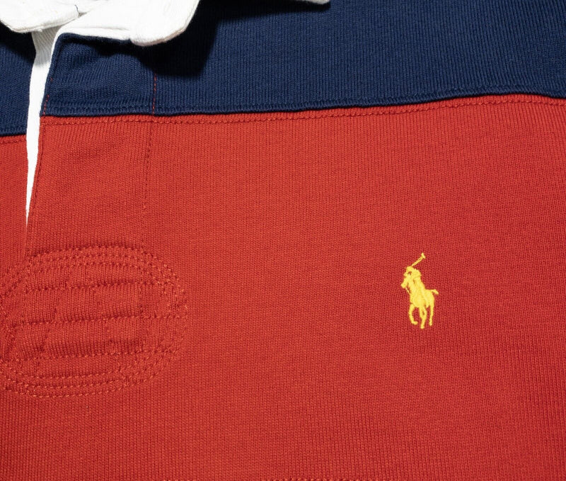 Polo Ralph Lauren Rugby Large Mens Long Sleeve Polo Shirt Blue Red Chunky Stripe