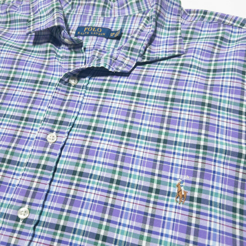 Polo Ralph Lauren Men's 3XB (3XL Big) Purple Plaid Button-Front Oxford Shirt