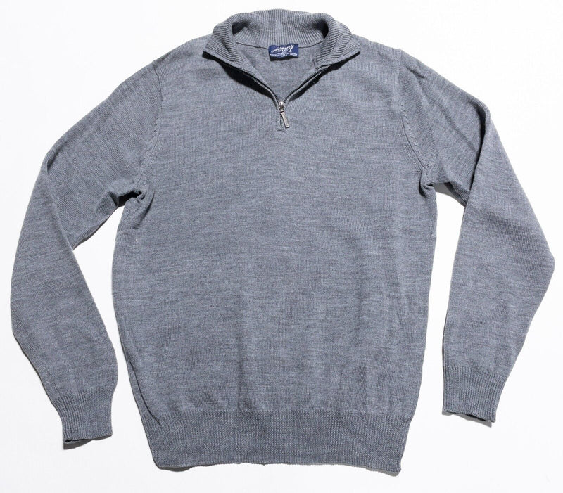 Jeremy Argyle Sweater Men's Medium Merino Wool Pullover 1/4 Zip NYC Knit Gray