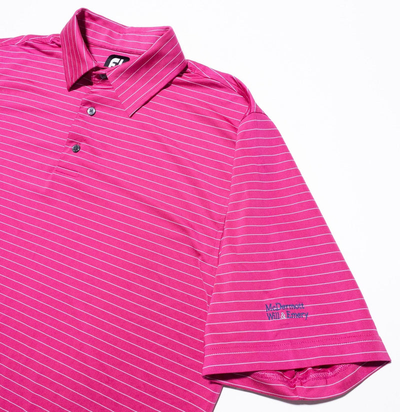 FootJoy Golf Shirt Men's Large Hot Pink Striped Wicking Performance Polo