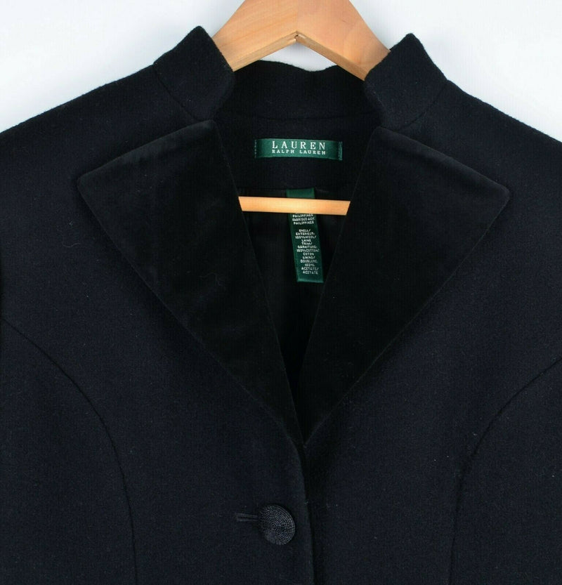 Lauren Ralph Lauren Women's 4 Wool Solid Black Lapel Long Overcoat Coat $499