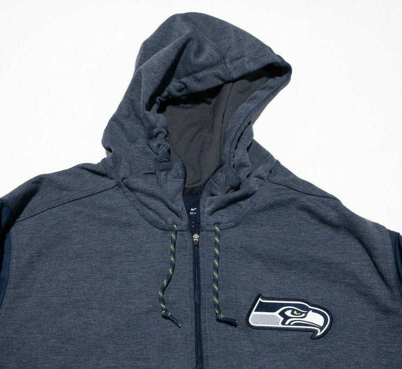 Seattle Seahawks Jacket Men's 3XL Nike On Field Dri-Fit Blue Full Zip Hooded