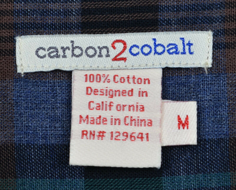 Carbon 2 Cobalt Men's Sz Medium Brown Blue Plaid Long Sleeve Flannel Shirt