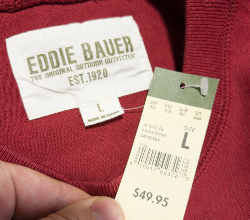 Eddie Bauer Men's Large Solid Red Logo Graphic Pullover Crew Neck Sweatshirt