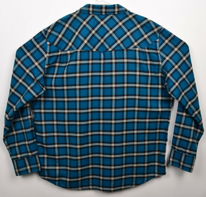 Stio Men's Large Flannel Blue Plaid Long Sleeve Button-Front Flannel Shirt
