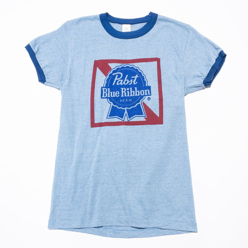 Vintage Pabst Blue Ribbon Ringer T-Shirt Fits Men's Small 70s Beer USA Beer 80s