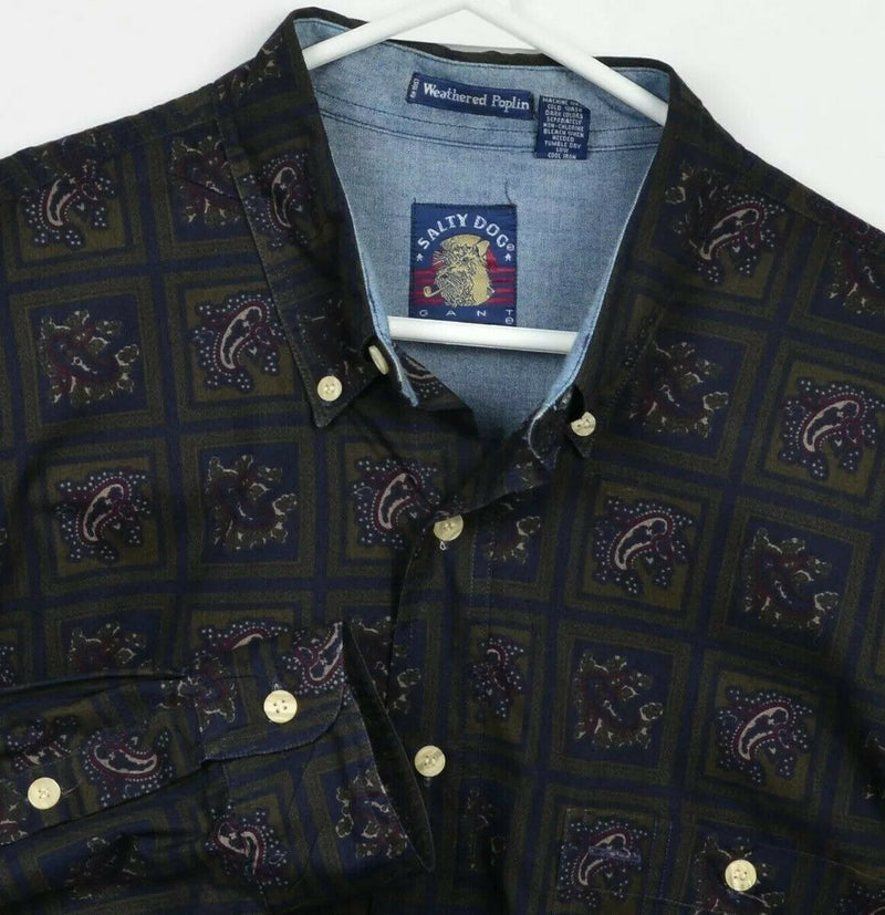 Salty Dog GANT Men's XL Paisley Weathered Poplin Vintage Button-Down Shirt