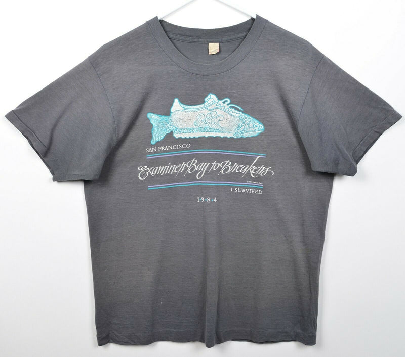Vintage 1984 Bay to Breakers Men's Large San Francisco Fish Survivor T-Shirt