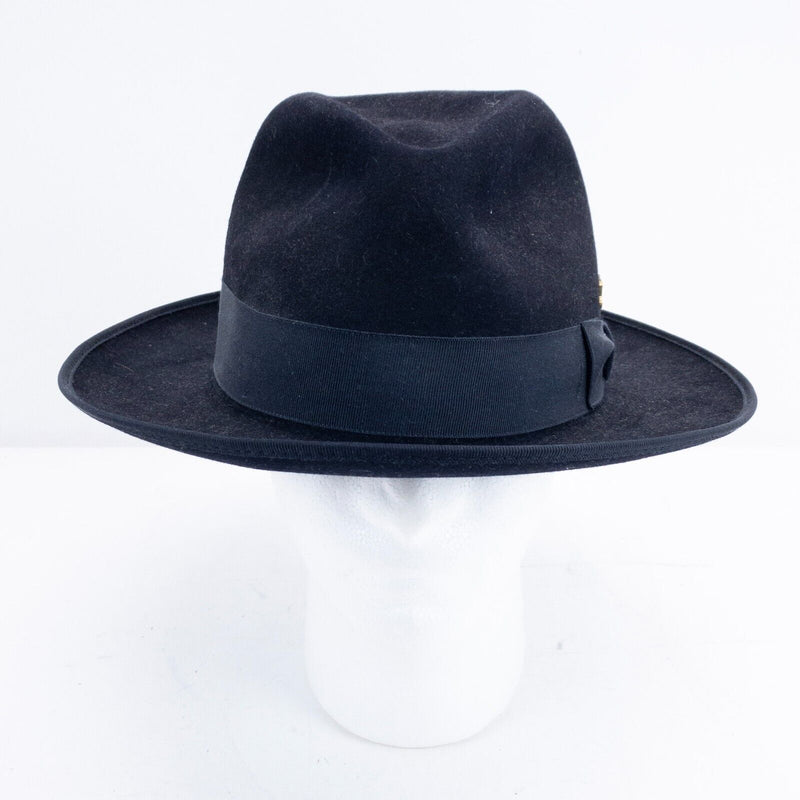 Akubra Bogart Fedora Hat Men's 60 Dark Navy Blue/Black Australia Fur Felt