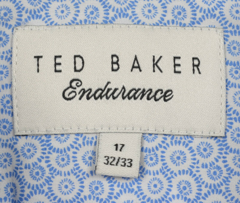 Ted Baker Endurance Men's 17-32/33 Flip Cuff Blue Check Button-Front Shirt