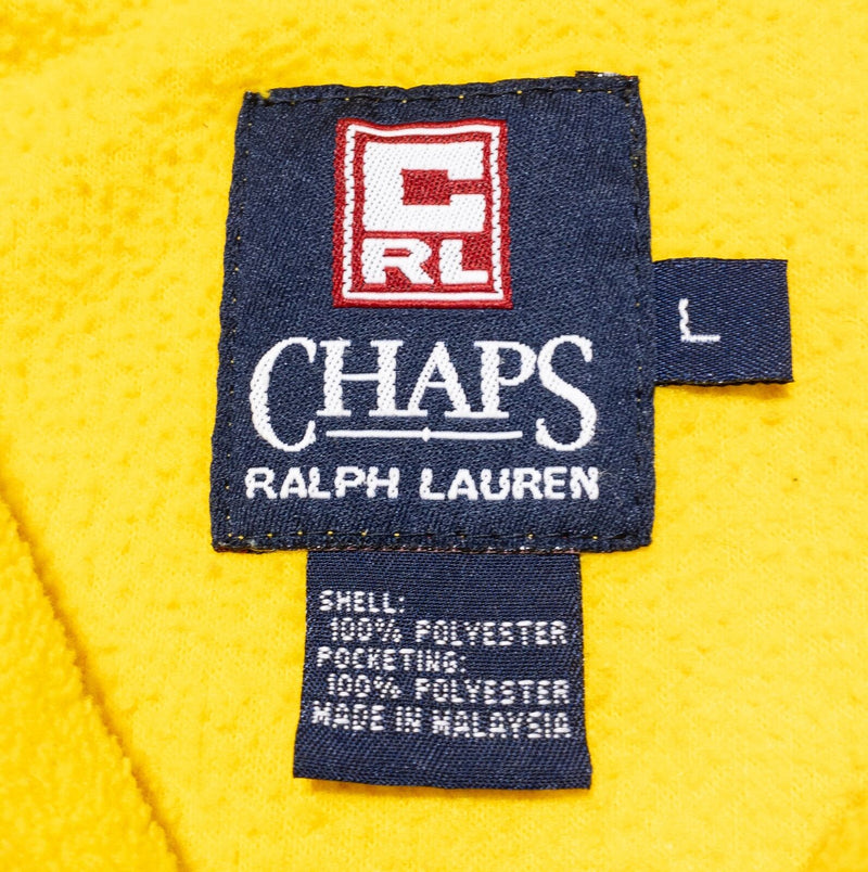 Vintage Chaps Ralph Lauren Fleece Men's Large 1/4 Zip Pullover Yellow Logo 90s