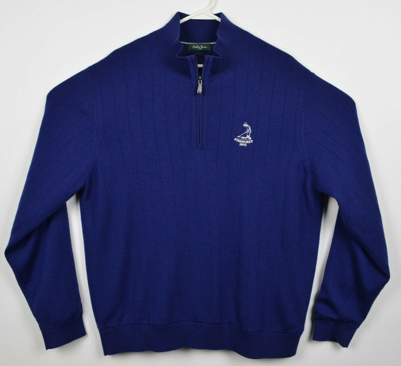 Bobby Jones Mens XL Merino Wool Lined Windstopped Navy 1/4 Zip Sweater Pinehurst