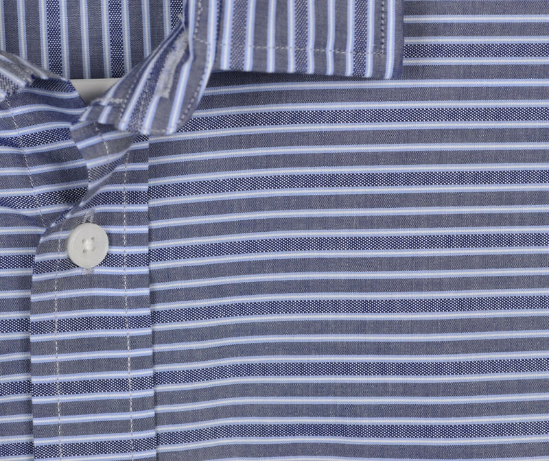 Vince Camuto Men's Small Blue Navy Dobby Stripe S/S Button-Front Shirt NWT