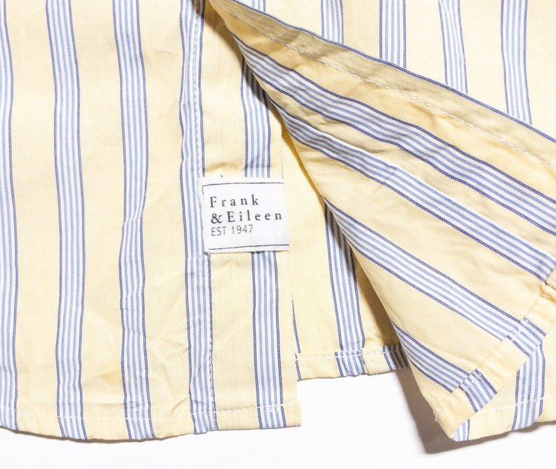 Frank & Eileen Barry Shirt Women's Medium Oversized Button-Up Yellow Striped USA
