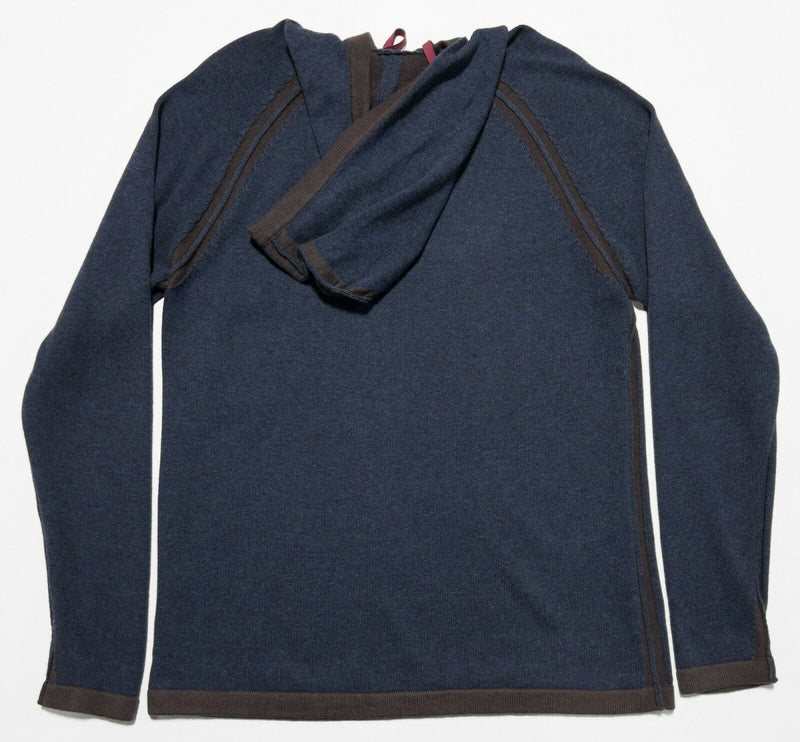 Carbon 2 Cobalt Men's Medium Blue Cotton Cashmere Blend Knit Hooded Sweater