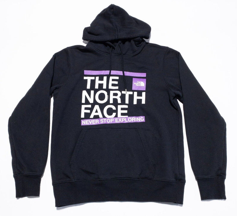 The North Face Hoodie Men's Medium Pullover Sweatshirt Black Purple Exploring