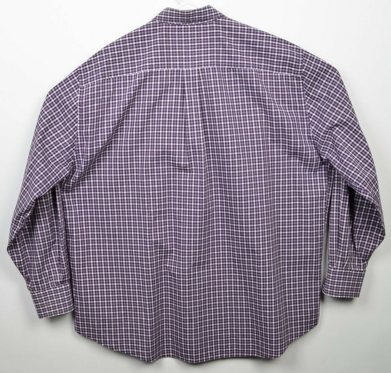 Peter Millar Men's 2XL Purple Gray Check Long Sleeve Button-Front Shirt
