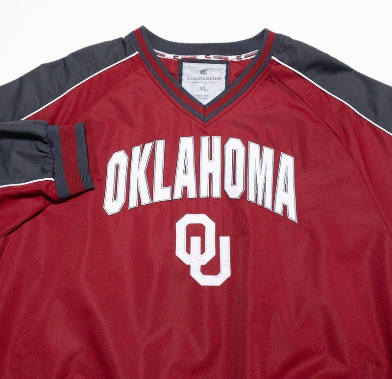 Oklahoma Sooners Jacket Men's XL Colosseum Windbreaker Pullover Red Gray College