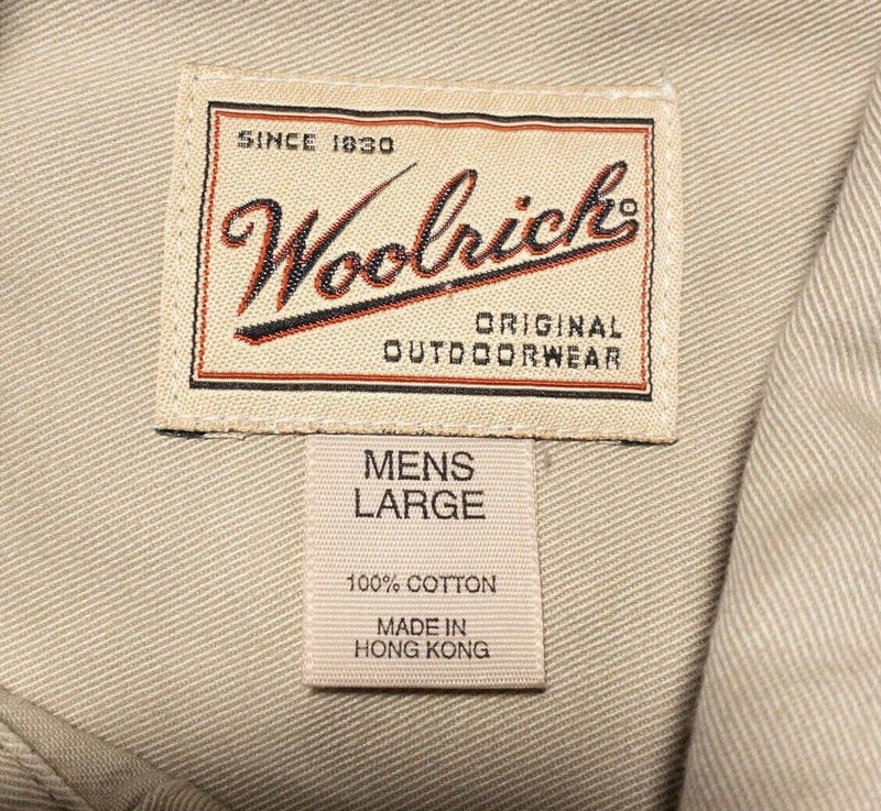 Woolrich Hunting Shirt Large Men's Padded Shoulder Long Sleeve Khaki Green