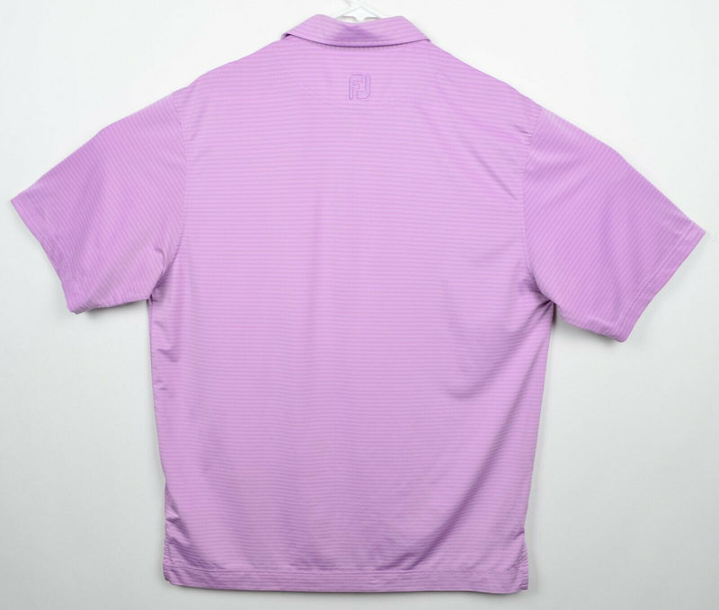 FootJoy Men's Sz Large Purple Striped Polyester Spandex Golf Polo Shirt