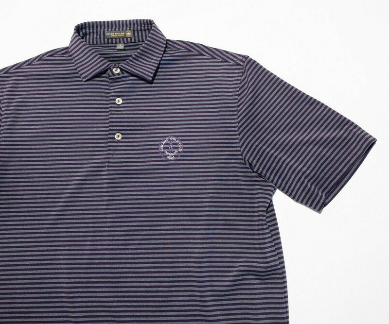 Peter Millar Summer Comfort Small Men's Golf Polo Purple Gray Striped Wicking