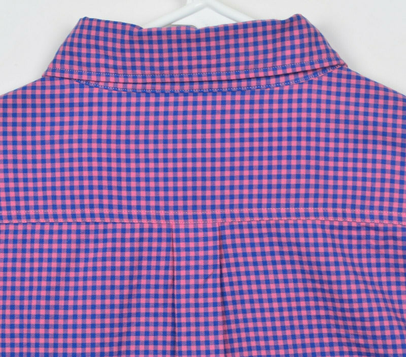 Johnnie-O Men's XL Pink Blue Gingham Check Plaid Long Sleeve Button-Down Shirt