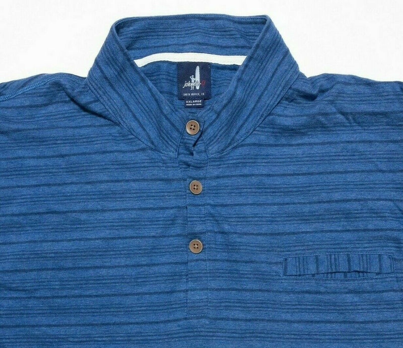 Johnnie-O Men's 2XL Blue Striped Preppy Long Sleeve Polo Shirt