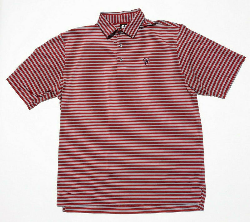 FootJoy Golf Polo XL Men's Wicking Performance Red Gray Striped Short Sleeve