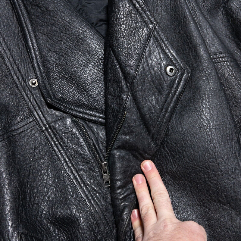 Marc Buchanan Pelle Pelle Leather Jacket Men's 46 Black Vintage 90s Moto Biker