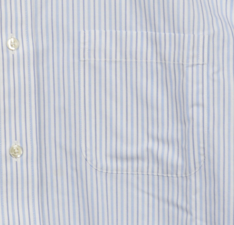 Brooks Brothers Men's 16.5/34 Blue White Striped Non-Iron Milano Dress Shirt