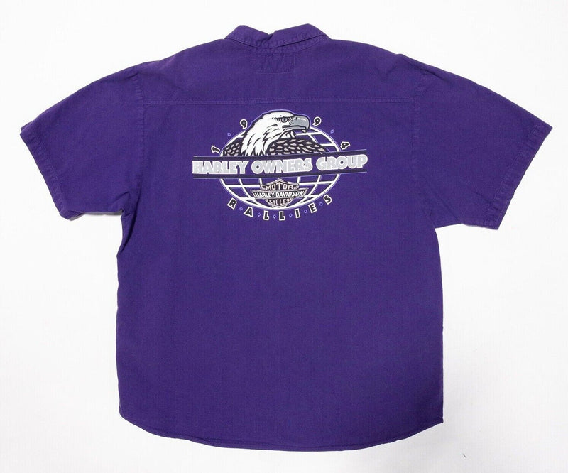 Harley-Davidson Button Up Shirt XL Men's HOG Harley Owners Purple Vintage 90s