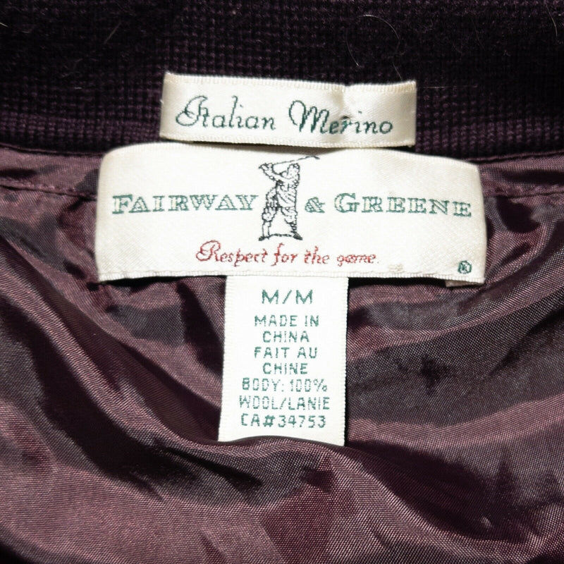 Fairway & Greene Men's Medium Italian Merino Lined 1/4 Zip Maroon Golf Sweater