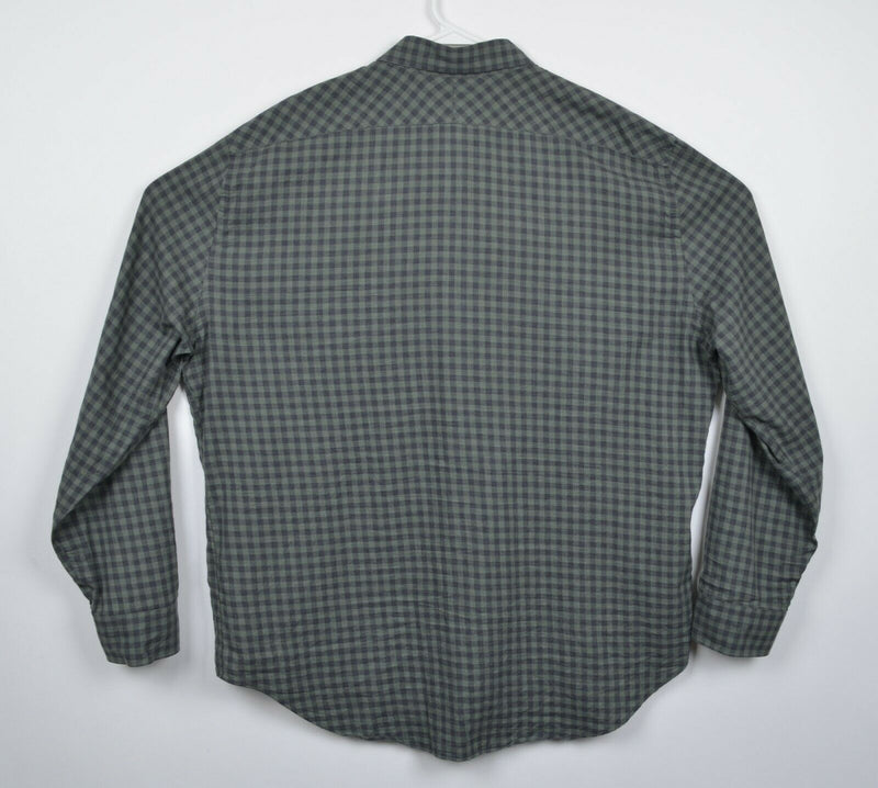Billy Reid Men's 2XL Standard Fit Green Navy Blue Plaid Check Italy Shirt