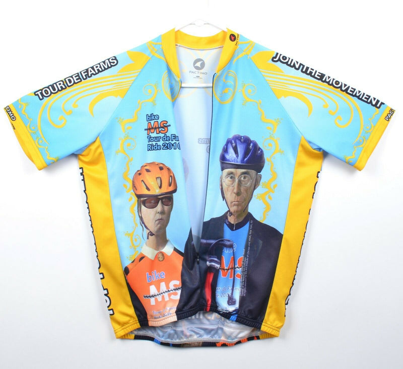 Bike MS Men's Sz Large American Gothic Illinois Farms Pactimo Cycling Jersey