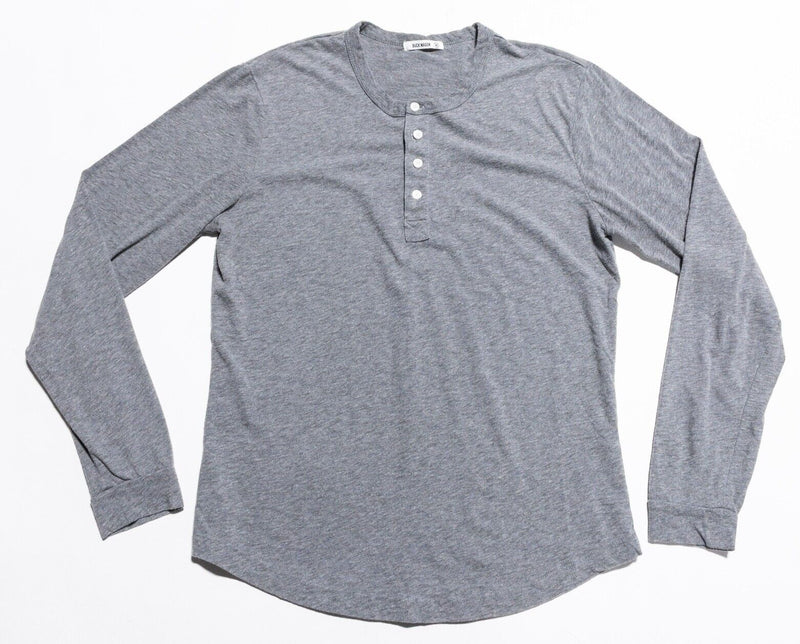 Buck Mason Henley Shirt Men's Medium Long Sleeve 4-Button Gray Cotton Blend