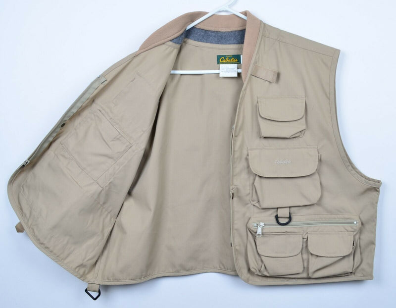 Cabela's Men's XL Fly Fishing Multi-Pocket Hunting Tactical Safari Khaki Vest