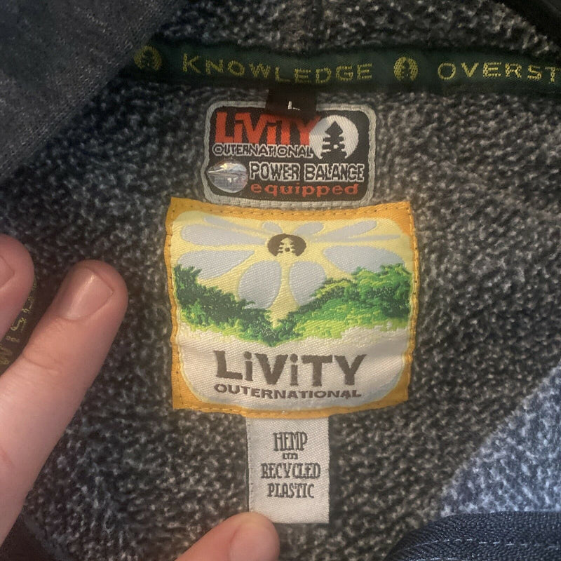 LiViTY Outernational Men's Large Hemp Recycled Gray Full Zip Hoodie Sweatshirt