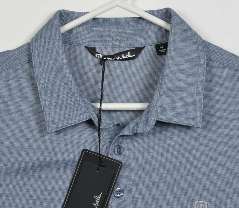Travis Mathew Men's Medium Heather Blue Pima Cotton Polyester Golf Polo Shirt