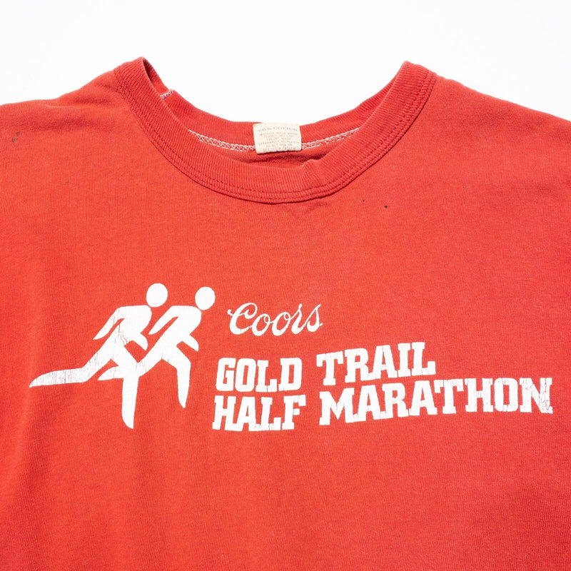 Vintage Coors Marathon T-Shirt Men's Large Russell Athletic Red Washed Track 80s