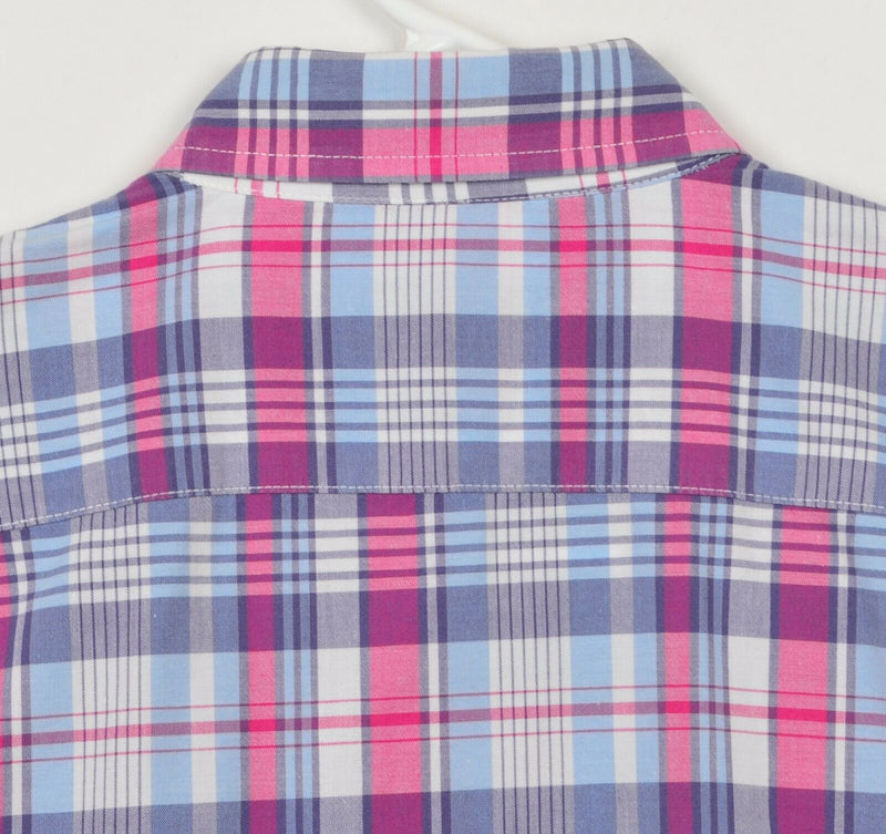 Marine Layer Men's Small Pink Blue Purple Plaid Long Sleeve Button-Front Shirt