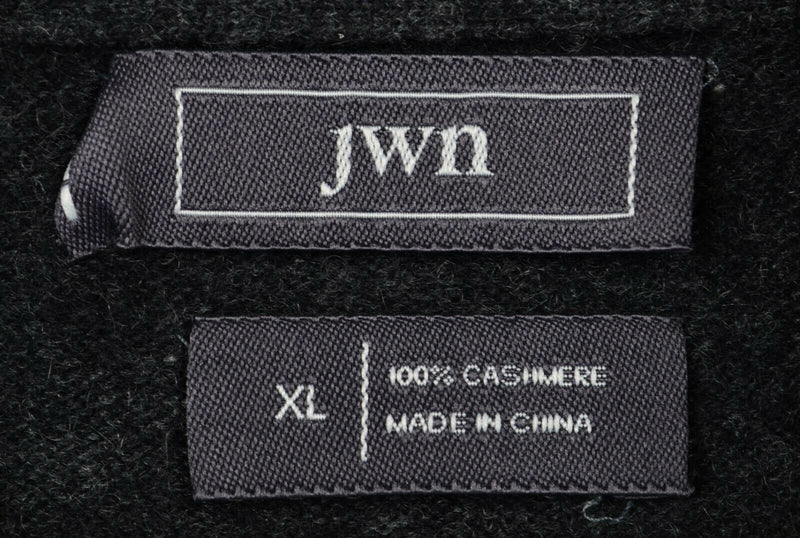 JWN Nordtrom Men's Sz XL 100% Cashmere Argyle Blue Gray 1/4 Zip Sweater
